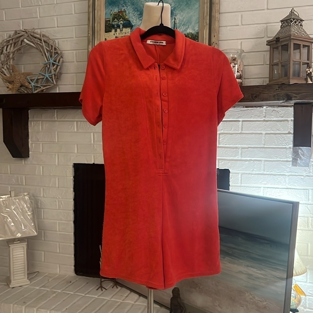 It's Now Cool,Revolve,Terry Red Playsuit Soft,Stretch,Retro,Perfect,Size Small - Picture 12 of 12